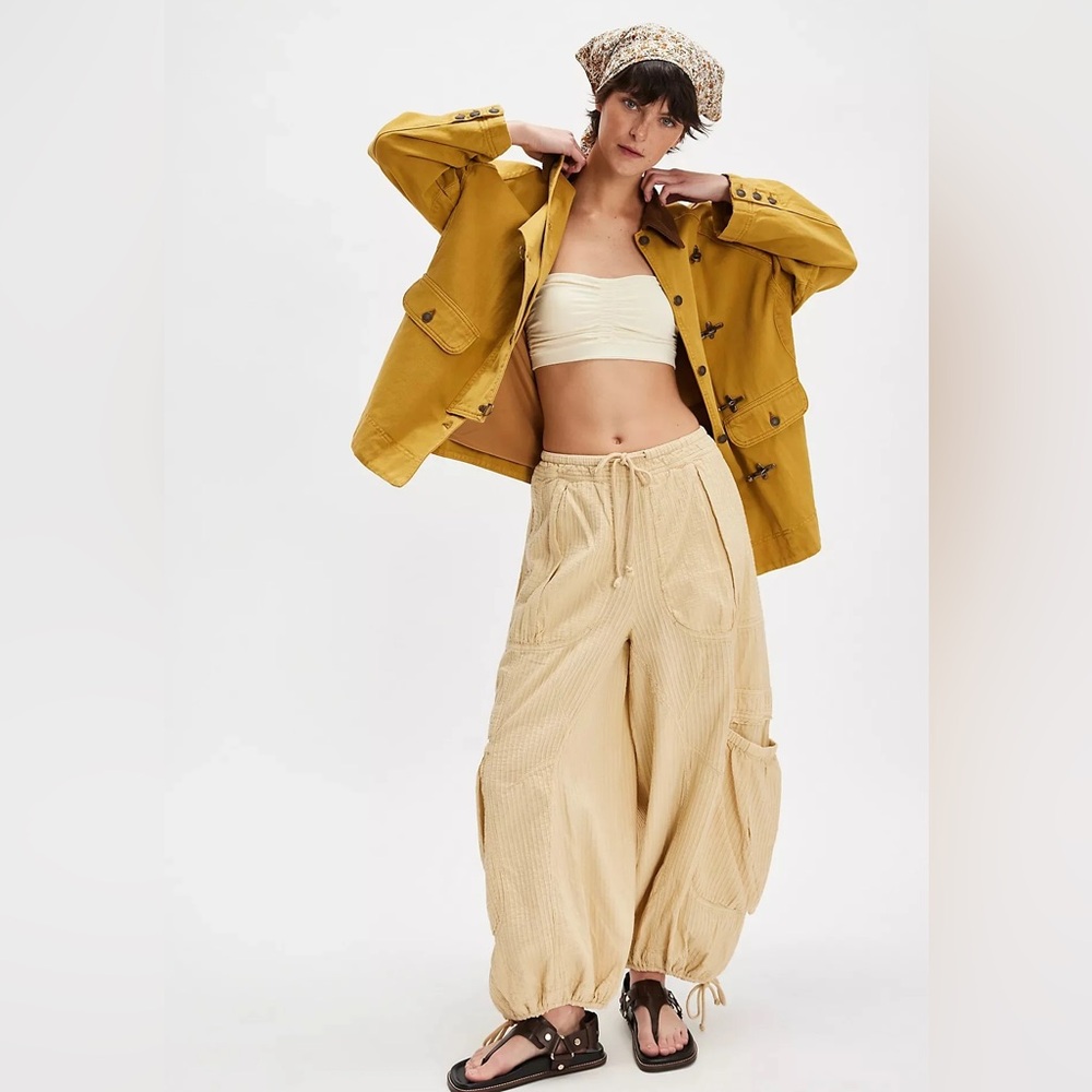 Free People Mustard Jacket and Cream Pants Set